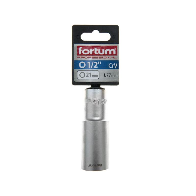 FORTUM HLAVICE NÁSTRČNÁ PRODLOUŽENÁ 1/2", 21MM, L 77MM, 4700521 - NÁSTRČNÉ HLAVICE, OŘECHY - RUČNÍ NÁŘADÍ