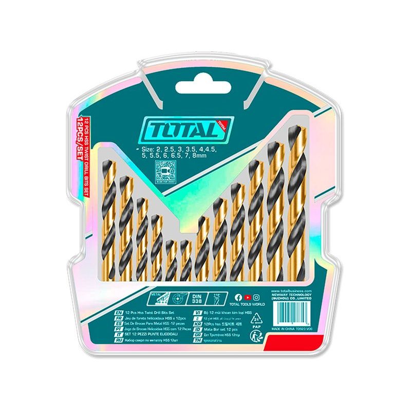 TOTAL VRTÁKY DO KOVU, SADA 12KS, HSS, TACSD0125 - SADY VRTÁKŮ DO KOVU - PŘÍSLUŠENSTVÍ