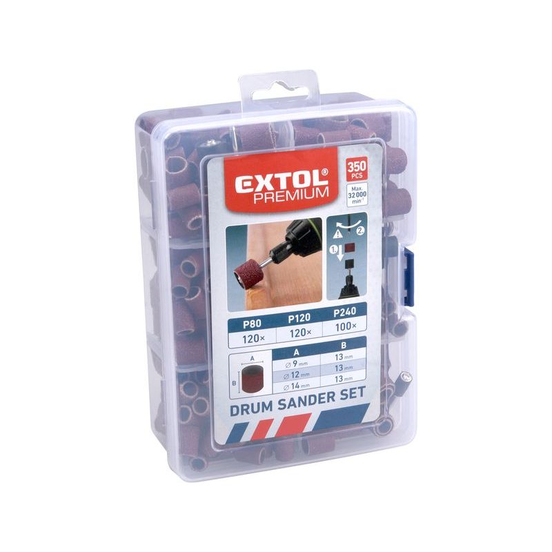 EXTOL PREMIUM 8803760 VÁLCE BRUSNÉ, SADA 350KS, P80, P120, P240, 8803760 - K PŘÍMÝM BRUSKÁM - PŘÍSLUŠENSTVÍ