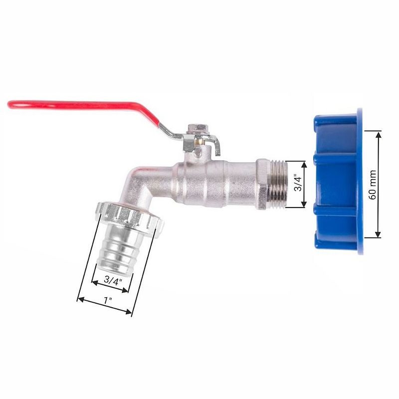SADA, VENTIL 1" + PLASTOVÁ REDUKCE 60MM + VÝPUSŤ 3/4", NA IBC NÁDRŽ - ZAHRADNÍ KOHOUTKY - ZAHRADA
