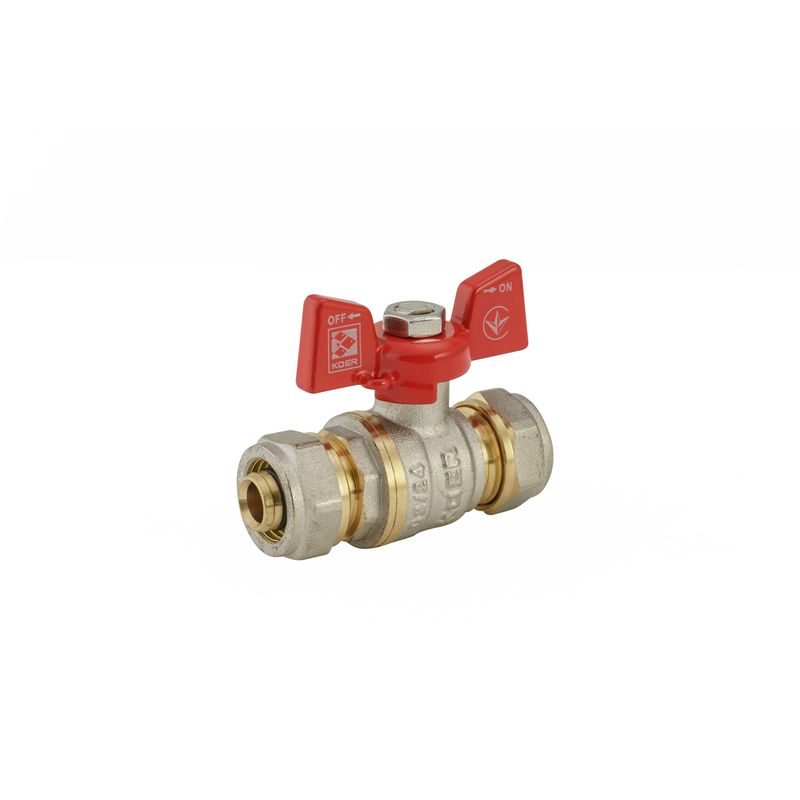 KULOVÝ KOHOUT SE SVĚRNÝM ŠROUBENÍM, MOTÝL, ČERVENÝ, KR.353 Ø16×Ø16 | KR.353 Ø16×Ø16 PROCRAFT - PŘÍSLUŠENSTVÍ (KOHOUTY, ŠROUBENÍ,...) - SANITA