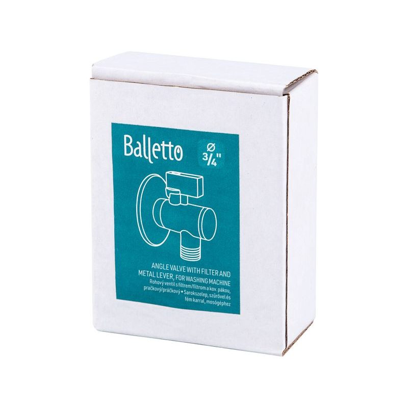 BALLETTO VENTIL ROHOVÝ S FILTREM A KOVOVOU PÁKOU, PRAČKOVÝ, 1/2"-3/4", 81155 - PŘÍSLUŠENSTVÍ - SANITA