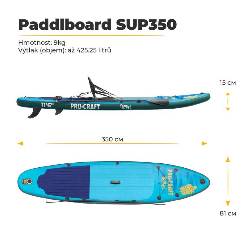 PADDLEBOARD SET PROCRAFT TRAVEL SUP350 | SUP350 PROCRAFT - DOPLŇKY A VYCHYTÁVKY - DŮM A DOMÁCNOST, ELEKTRO..