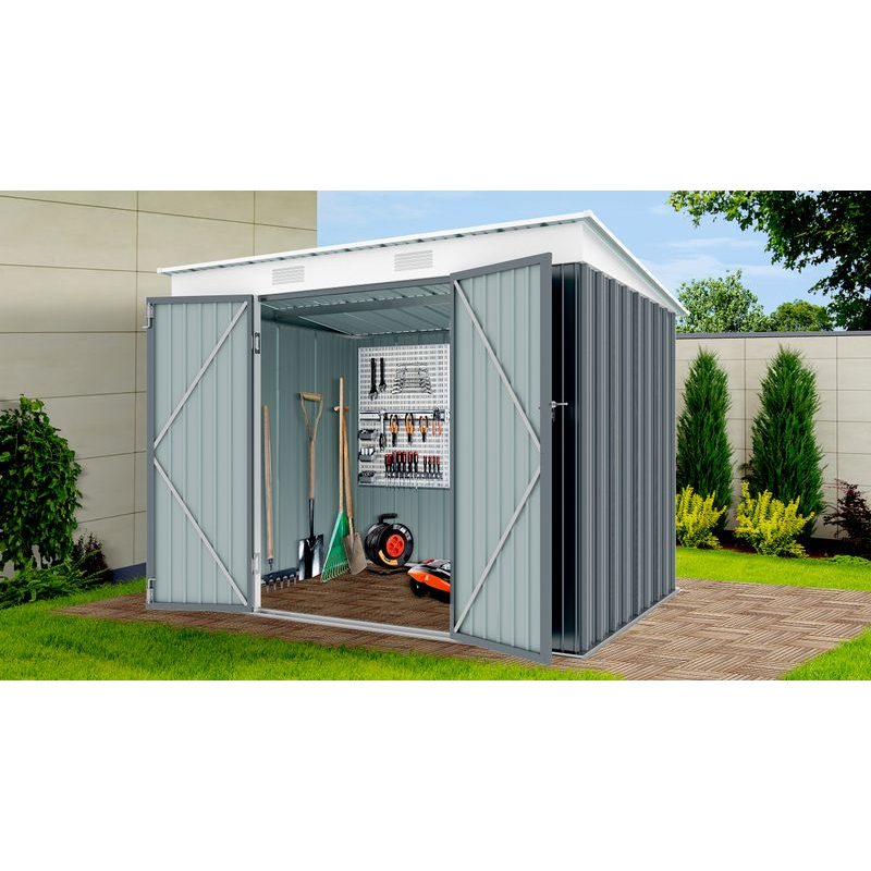 RIWALL PRO RMSP 6X8 ANTHRACITE ZAHRADNÍ DOMEK KOVOVÝ 2,4 X 1,8 M S PULTOVOU STŘECHOU ANTRACIT - ZAHRADNÍ DOMKY - DŮM A DOMÁCNOST, ELEKTRO..