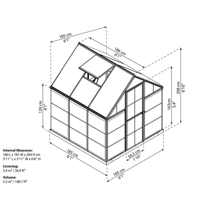 PALRAM - CANOPIA HYBRID 6X6 POLYKARBONÁTOVÝ SKLENÍK - SKLENÍK, FOLIOVNÍK - ZAHRADA