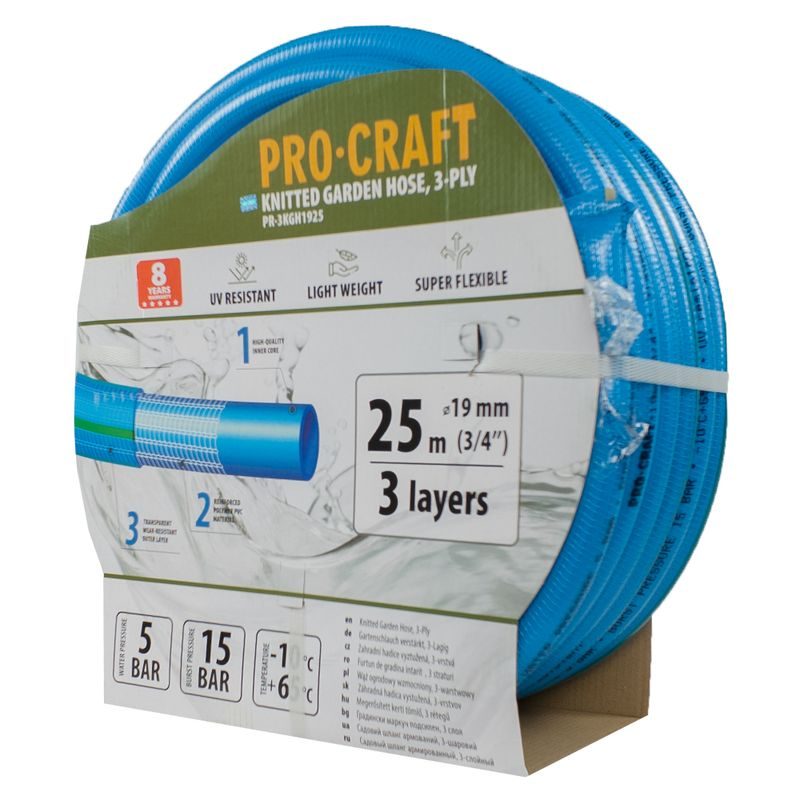 ZAHRADNÍ HADICÍ PROCRAFT PR-3KGH1925 3 VRSTVY, 3/4" 25 M | PR-3KGH1925 PROCRAFT - HADICE 3/4" - ZAHRADA