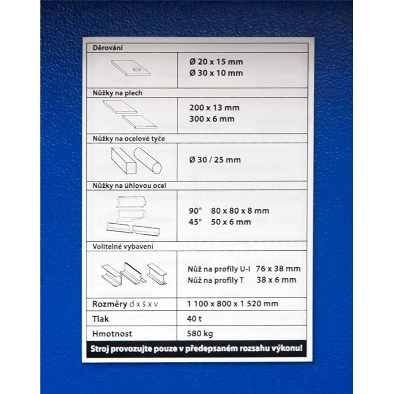 KOMBINOVANÉ HYDRAULICKÉ PROFILOVÉ NŮŽKY HPS 40 S - STROJNÍ NŮŽKY - KOVOOBRÁBĚCÍ STROJE