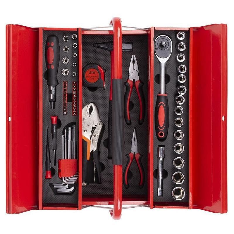 SADA NÁŘADÍ S264, 1/2"+1/4" KOVOVÝ KUFR, 64KS - SADY NÁŘADÍ - RUČNÍ NÁŘADÍ