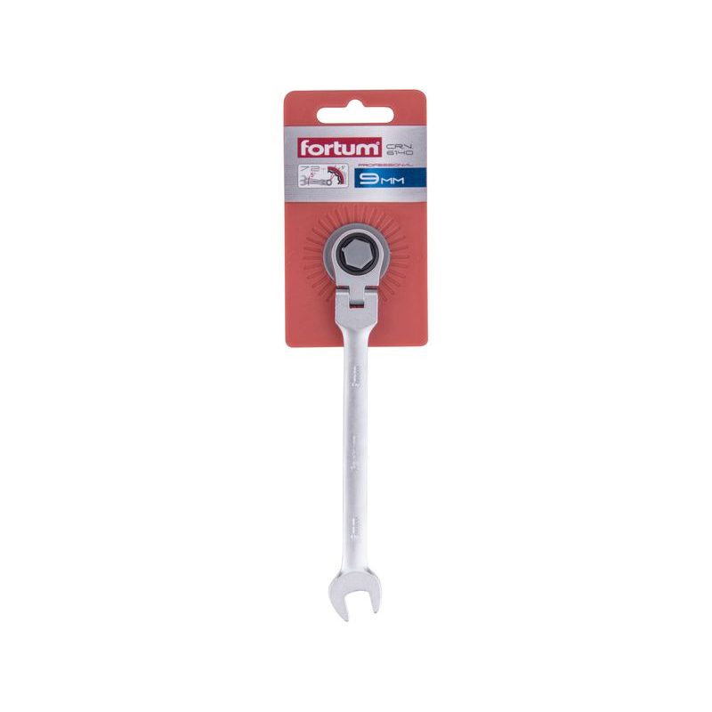 FORTUM KLÍČ RÁČNOVÝ OČKOPLOCHÝ S KLOUBEM, 72 ZUBŮ, 9MM, L 157MM, 4720209 - KLÍČE OČKO/OTEVŘENÉ - RUČNÍ NÁŘADÍ