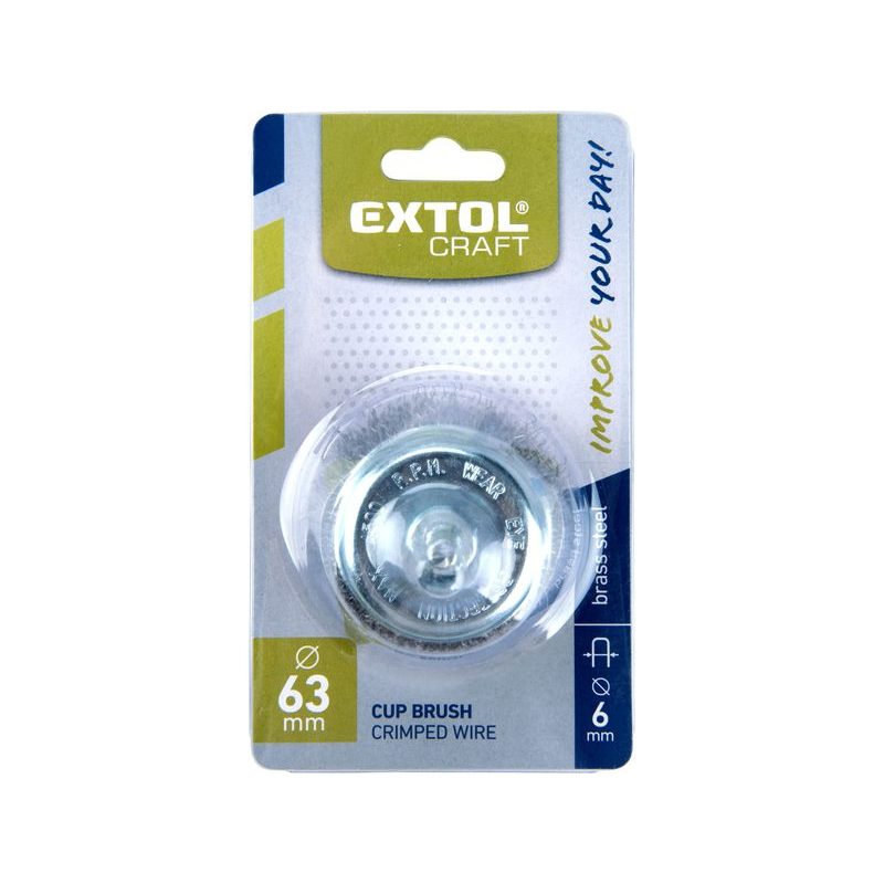 EXTOL CRAFT KARTÁČ HRNKOVÝ POMOSAZENÝ, O 63MM, 17057 - KARTÁČE NA VRTAČKU - PŘÍSLUŠENSTVÍ