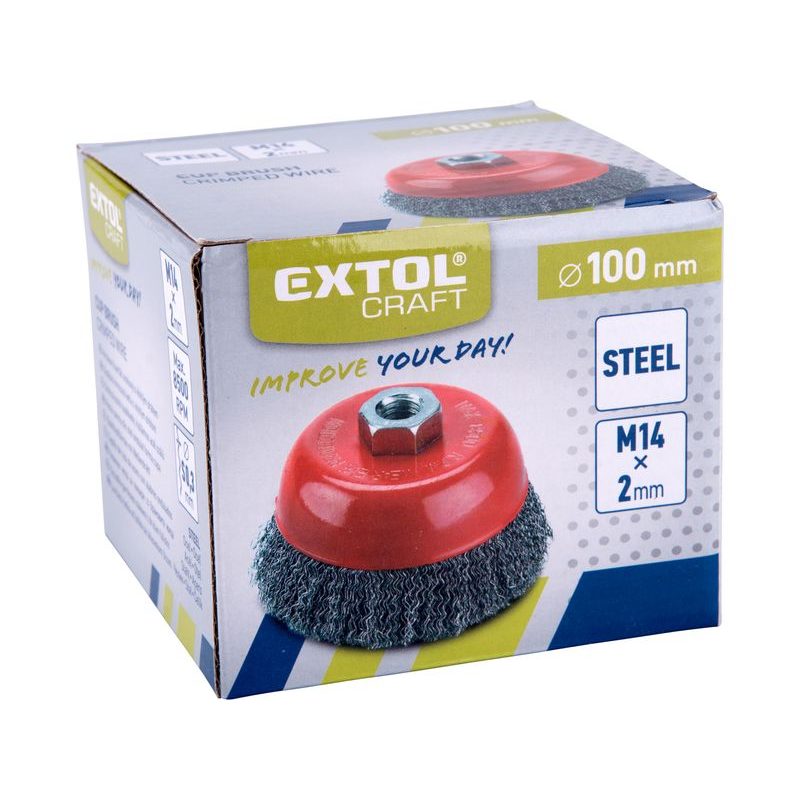 EXTOL CRAFT KARTÁČ HRNKOVÝ OCELOVÝ, O 100MM, 17003 - KARTÁČE NA BRUSKU - PŘÍSLUŠENSTVÍ