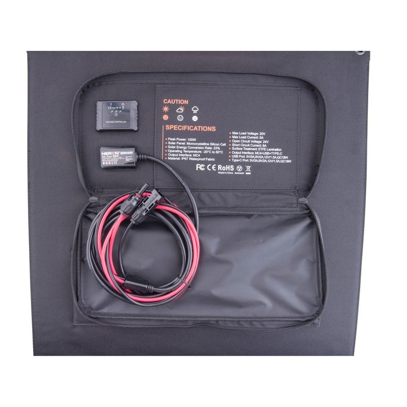 HERON PANEL SOLÁRNÍ NABÍJECÍ, SKLÁDACÍ, MC4, USB, 100W, 8896880 - ELEKTRO - DŮM A DOMÁCNOST, ELEKTRO..
