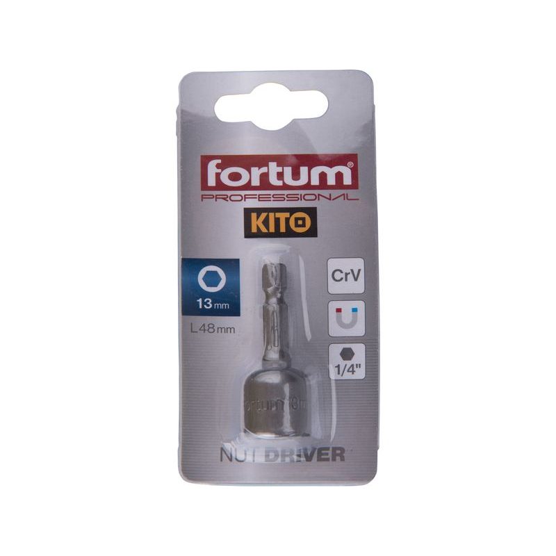 FORTUM KLÍČ NÁSTRČNÝ MAGNETICKÝ 1/4" STOPKA, 13X48MM, CRV, 4741613 - NÁSTRČKOVÉ BITY 1/4 - PŘÍSLUŠENSTVÍ