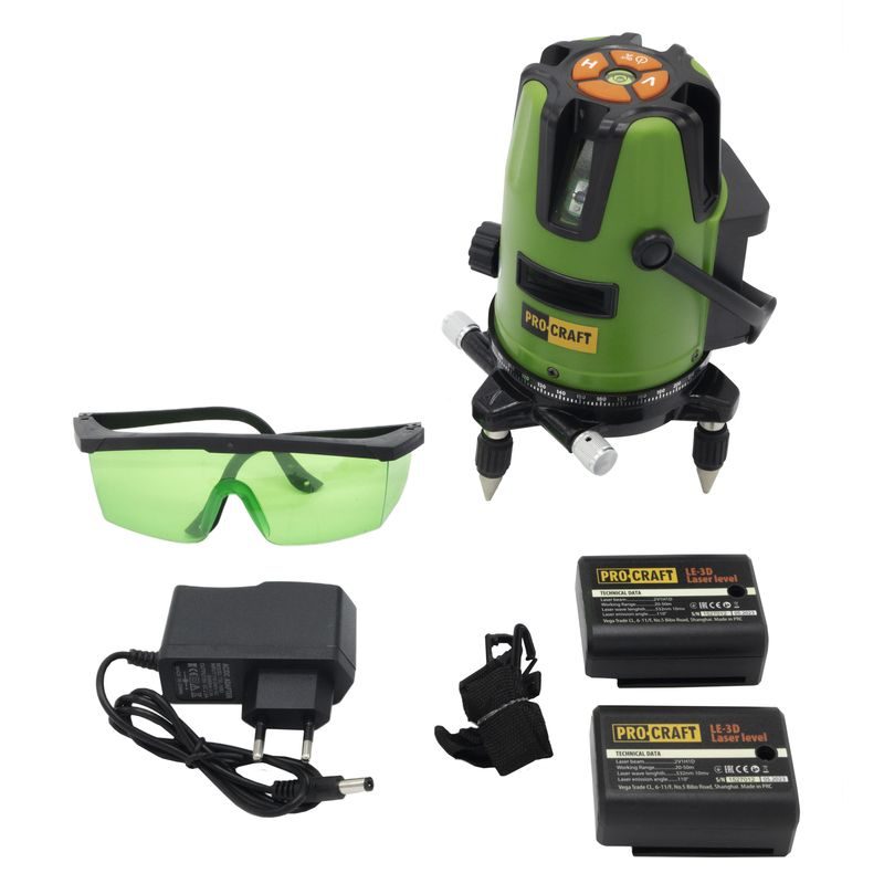 LASER ZELENÝ LINIOVÝ, KŘÍŽOVÝ SAMONIVELAČNÍ PROCRAFT LE-3D | LE-3D PROCRAFT - LINIOVÉ LASERY - MĚŘÍCÍ TECHNIKA