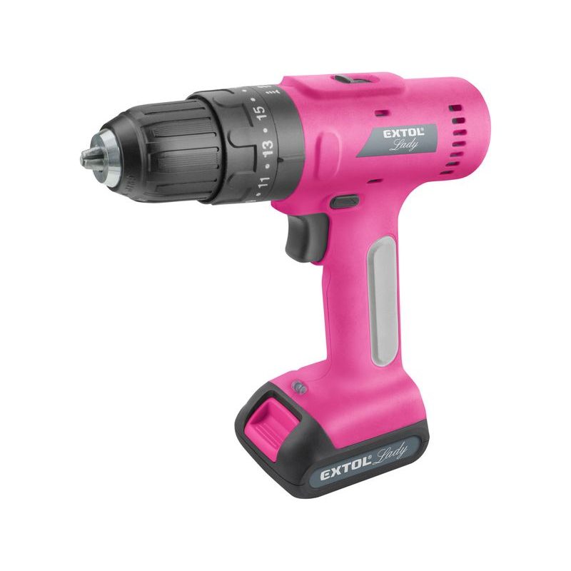 EXTOL LADY VRTACÍ ŠROUBOVÁK AKU S PŘÍKLEPEM, RŮŽOVÝ, 12V LI-ION, 2000MAH, V KUFRU S NÁŘADÍM, SADA 27KS, 402403 - PŘÍKLEPOVÝ ŠROUBOVÁK 12V - AKU NÁŘADÍ