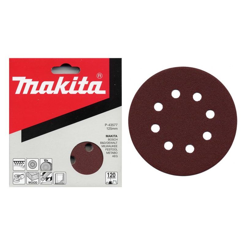 MAKITA P-43533 - PAPÍR BRUSNÝ SUCHÝ ZIP 125MM 8 DĚR K40, 10KS = OLD P-00474 - BRUSNÝ PAPÍR 125 MM - PŘÍSLUŠENSTVÍ