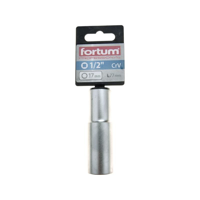 FORTUM HLAVICE NÁSTRČNÁ PRODLOUŽENÁ 1/2", 17MM, L 77MM, 4700517 - NÁSTRČNÉ HLAVICE, OŘECHY - RUČNÍ NÁŘADÍ