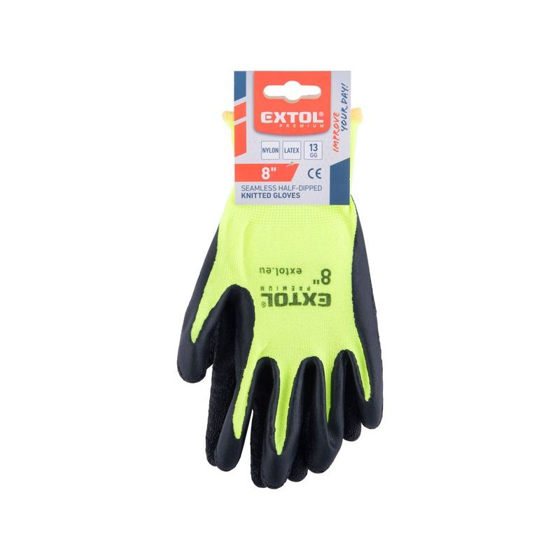 EXTOL PREMIUM RUKAVICE NYLONOVÉ, BEZEŠVÉ, POLOMÁČENÉ V LATEXU, VELIKOST 8", 8856644 - RUKAVICE PRACOVNÍ RŮZNÉ - PŘÍSLUŠENSTVÍ