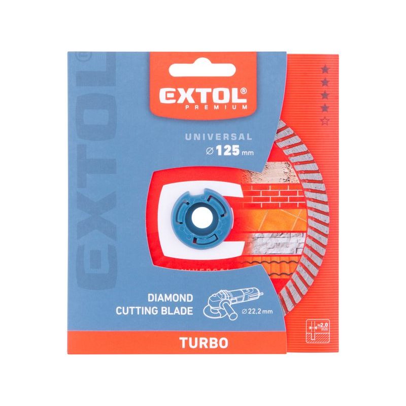 EXTOL PREMIUM KOTOUČ DIAMANTOVÝ ŘEZNÝ, TURBO - SUCHÉ I MOKRÉ ŘEZÁNÍ, O 125X22,2X2MM, 8803052 - DIA KOTOUČ 125 MM - PŘÍSLUŠENSTVÍ
