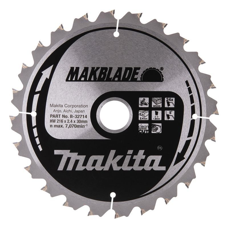 MAKITA B-32714 - KOTOUČ PILOVÝ DŘEVO MAKBLADE 216X2.4X30MM 24Z = OLD B-08903 - PILOVÉ KOTOUČE - MAKITA-SHOP