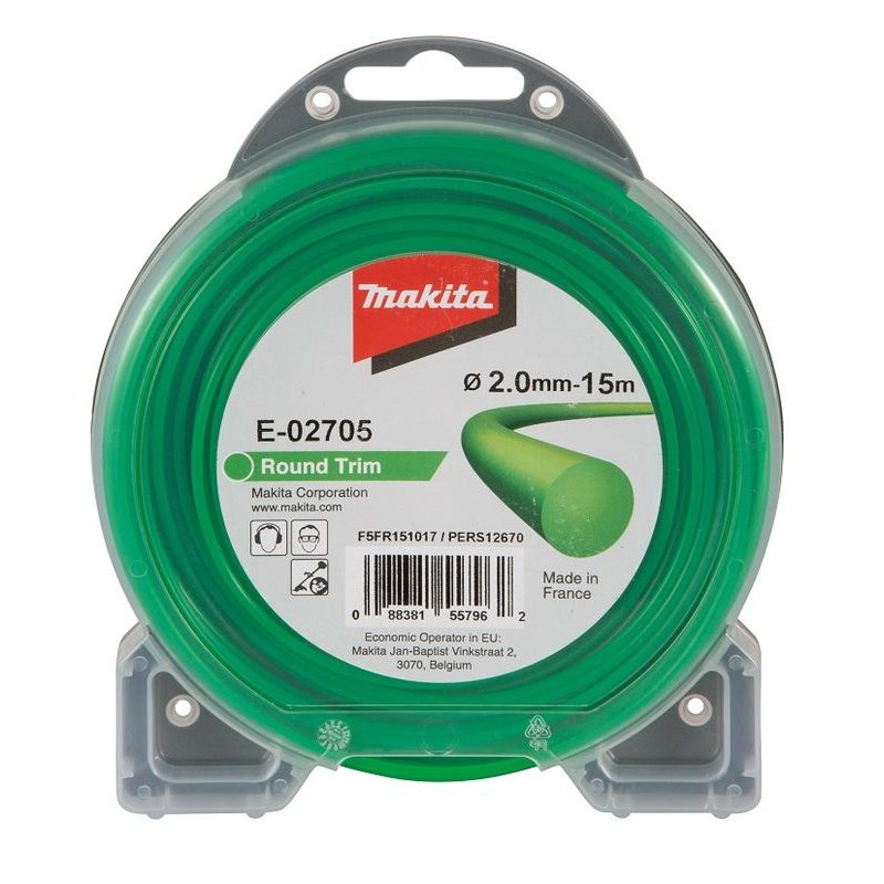 MAKITA E-02705 - STRUNA NYLONOVÁ 2,0MM, 15M, ZELENÁ, KULATÁ = OLD 369224690 - 2,0MM - ZAHRADA