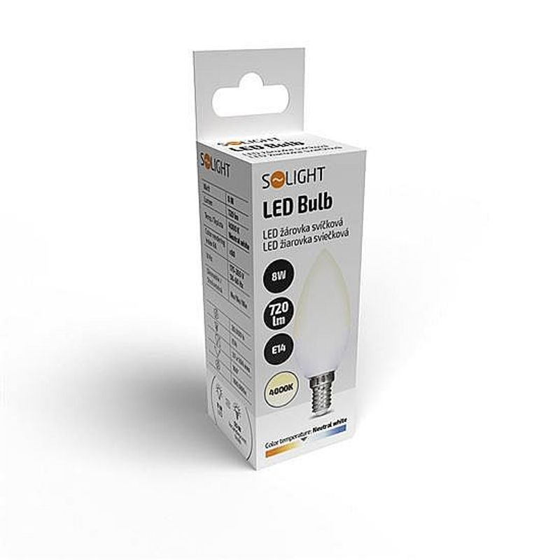 LED ŽÁROVKA, SVÍČKA, 8W, E14, 4000K, 720LM - PATICE E14 (ÚZKÝ ZÁVIT) - SVÍTIDLA