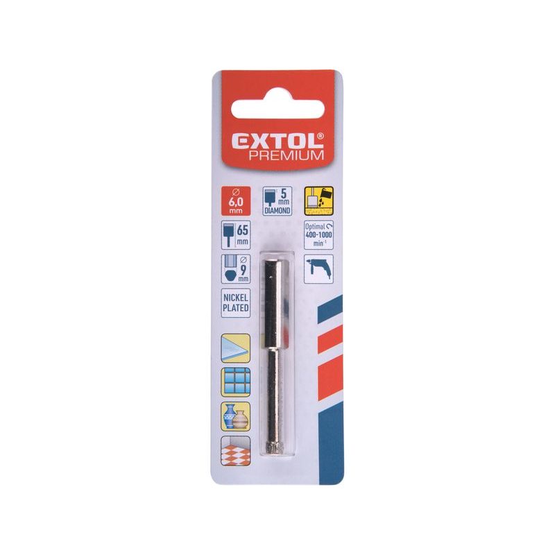 EXTOL PREMIUM KORUNKA VYKRUŽOVACÍ DIAMANTOVÁ NA SKLO A KERAMIKU, O 6MM, 8801977 - VRTÁKY DO SKLA A KERAMIKY - PŘÍSLUŠENSTVÍ