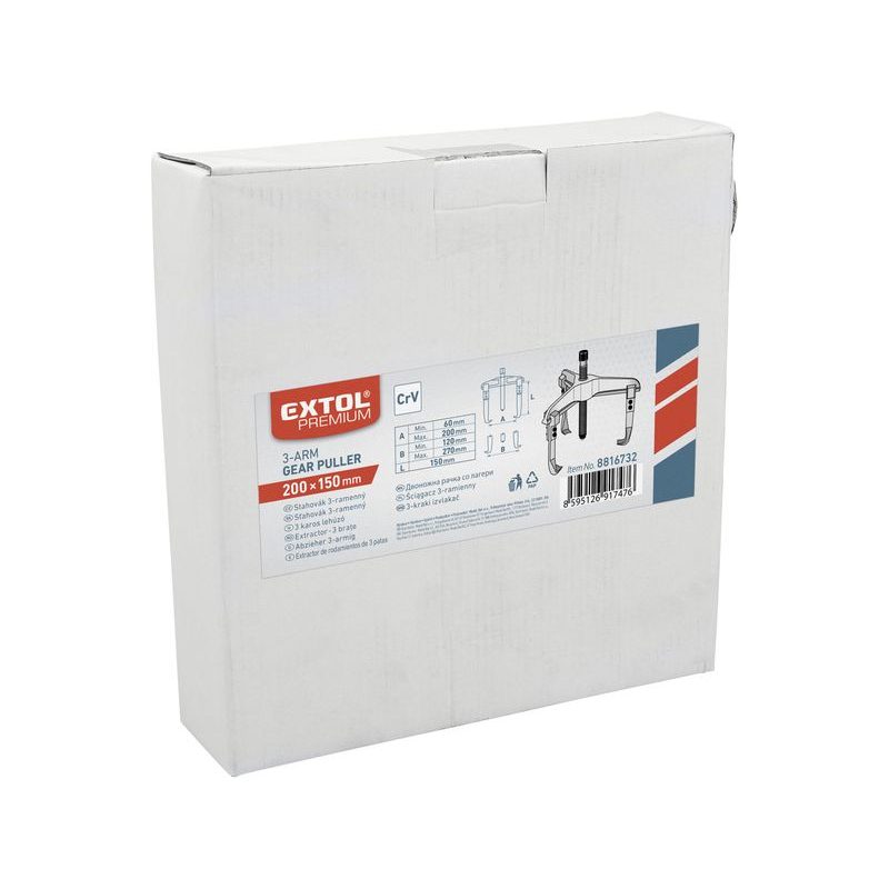 EXTOL PREMIUM STAHOVÁK TŘÍRAMENNÝ, KOVANÝ, ROZPĚTÍ 200, HLOUBKA 150MM, 8816732 - STAHOVÁKY - RUČNÍ NÁŘADÍ