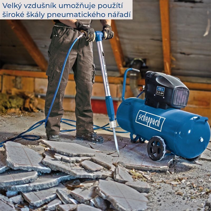 SCHEPPACH HC 120 DC OLEJOVÝ DVOUVÁLCOVÝ KOMPRESOR 10 BAR SE VZDUŠNÍKEM 100 L - OLEJOVÉ KOMPRESORY - PNEU NÁŘADÍ