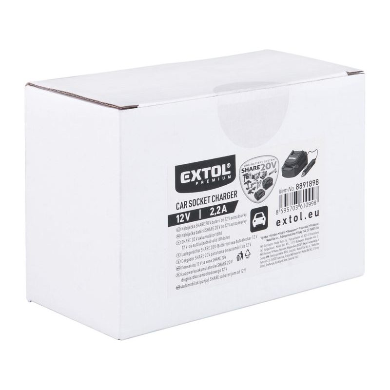 EXTOL ENERGY NABÍJEČKA SHARE20V, 12V, 2,2A, 8891898 - AKUMULÁTORY, BATERIE - NÁHRADNÍ DÍLY