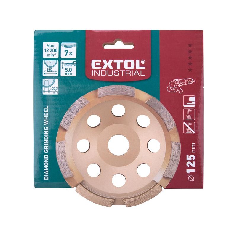 EXTOL INDUSTRIAL KOTOUČ DIAMANTOVÝ BRUSNÝ JEDNOŘADÝ, O 125X22,2MM, 8703112 - DIAMATOVÉ KOTOUČE - BRUSNÉ - PŘÍSLUŠENSTVÍ