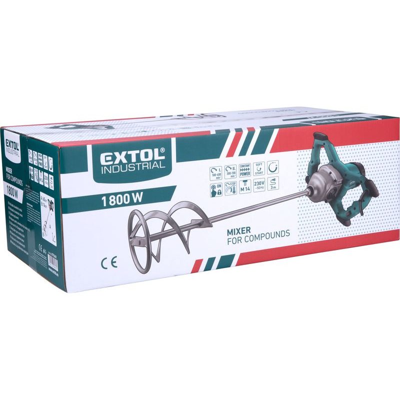 EXTOL INDUSTRIAL MÍCHADLO STAVEBNÍCH SMĚSÍ, DVOURYCHLOSTNÍ, 1800W, 8790600 - MÍCHADLA - ELEKTRICKÉ NÁŘADÍ