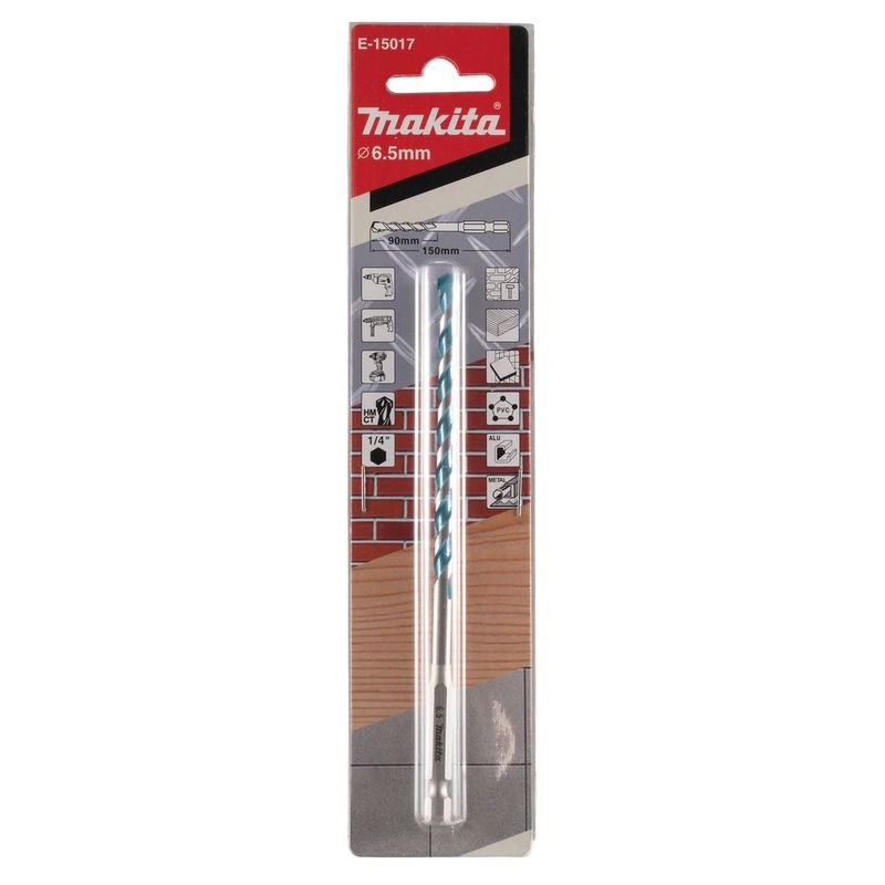 MAKITA E-15017 - VRTÁK PRO MULTIMATERIÁL TCT STOPKA ŠESTIHRAN 1/4´´ 6,5X150MM - VRTÁKY DO KOVU - PŘÍSLUŠENSTVÍ