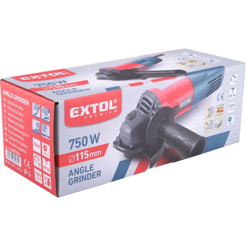 EXTOL PREMIUM BRUSKA ÚHLOVÁ, 115MM, 750W, 8892023 - ÚHLOVÁ BRUSKA 115 MM - ELEKTRICKÉ NÁŘADÍ