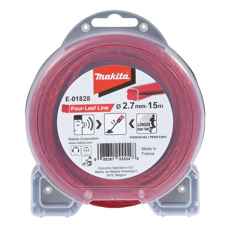 MAKITA E-01828 - STRUNA NYLONOVÁ 2,7MM, ČERVENÁ, 15M, SPECIÁLNÍ PRO AKU STROJE - ŽACÍ STRUNY PRO AKU KŘOVONOŘEZY, VYŽÍNAČE - ZAHRADA
