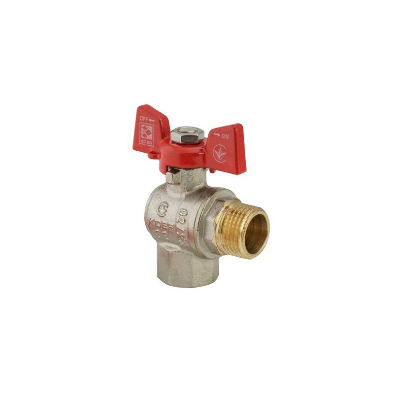 KULOVÝ KOHOUT MOTÝL, ROHOVÝ, ČERVENÝ, KR.208 1/2"FM | KR.208 1/2"FM PROCRAFT - PŘÍSLUŠENSTVÍ (KOHOUTY, ŠROUBENÍ,...) - SANITA