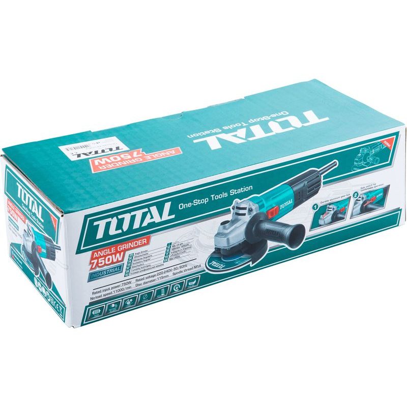 TOTAL BRUSKA ÚHLOVÁ, 115MM, 750W, INDUSTRIAL, TG10711526 - ÚHLOVÁ BRUSKA 115 MM - ELEKTRICKÉ NÁŘADÍ