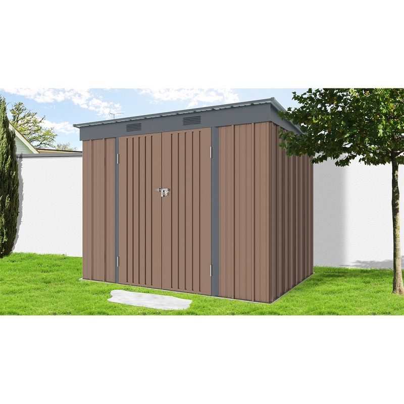 RIWALL PRO RMSP 6X8 BROWN ZAHRADNÍ DOMEK KOVOVÝ 2,4 X 1,8 M S PULTOVOU STŘECHOU HNĚDÝ - ZAHRADNÍ DOMKY - DŮM A DOMÁCNOST, ELEKTRO..