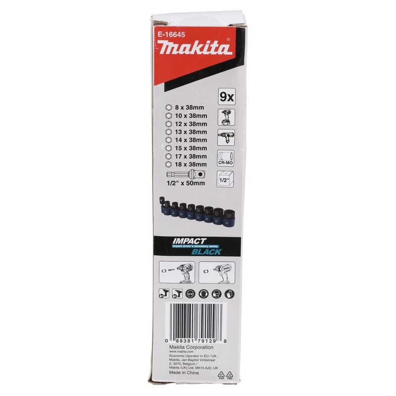 MAKITA E-16645 - SADA NÁSTRČNÝCH KLÍČŮ 1/2" 9KS=OLDB-54645 - SADY BITŮ - PŘÍSLUŠENSTVÍ