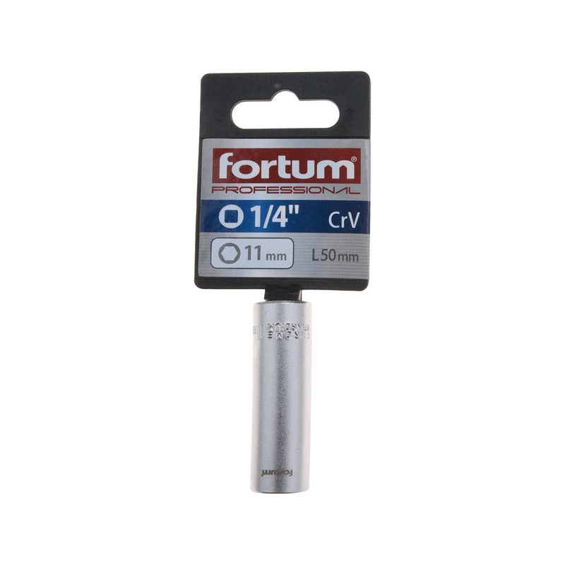 FORTUM HLAVICE NÁSTRČNÁ PRODLOUŽENA 1/4", 11MM, L 50MM, 4701524 - NÁSTRČNÉ HLAVICE, OŘECHY - RUČNÍ NÁŘADÍ