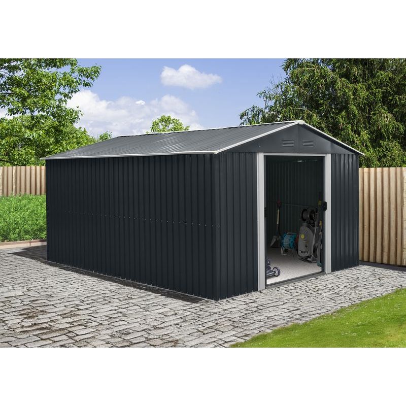 RIWALL PRO RMSA 12X10 ANTHRACITE ZAHRADNÍ DOMEK KOVOVÝ 3 X 3,7 M SE SEDLOVOU STŘECHOU ANTRACIT - ZAHRADNÍ DOMKY - DŮM A DOMÁCNOST, ELEKTRO..