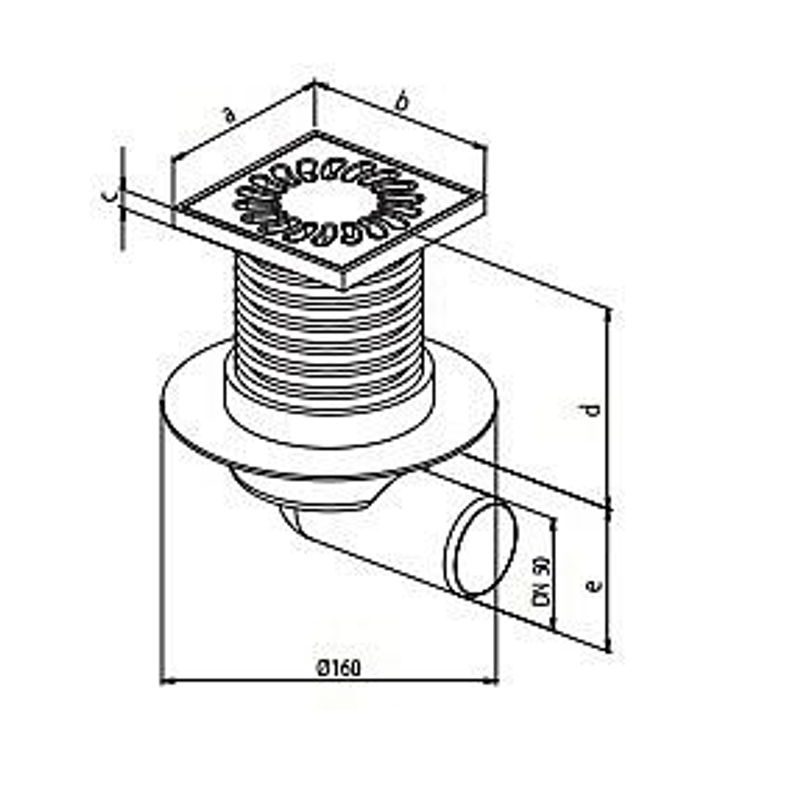 PODLAHOVÁ VPUSŤ BOČNÍ S PŘÍRUBOU PVB 100X100 PR/DN50, NEREZ - DŮM A DOMÁCNOST, ELEKTRO..