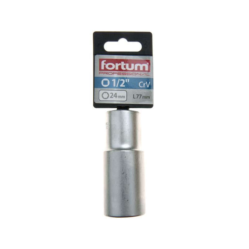 FORTUM HLAVICE NÁSTRČNÁ PRODLOUŽENÁ 1/2", 24MM, L 77MM, 4700524 - NÁSTRČNÉ HLAVICE, OŘECHY - RUČNÍ NÁŘADÍ