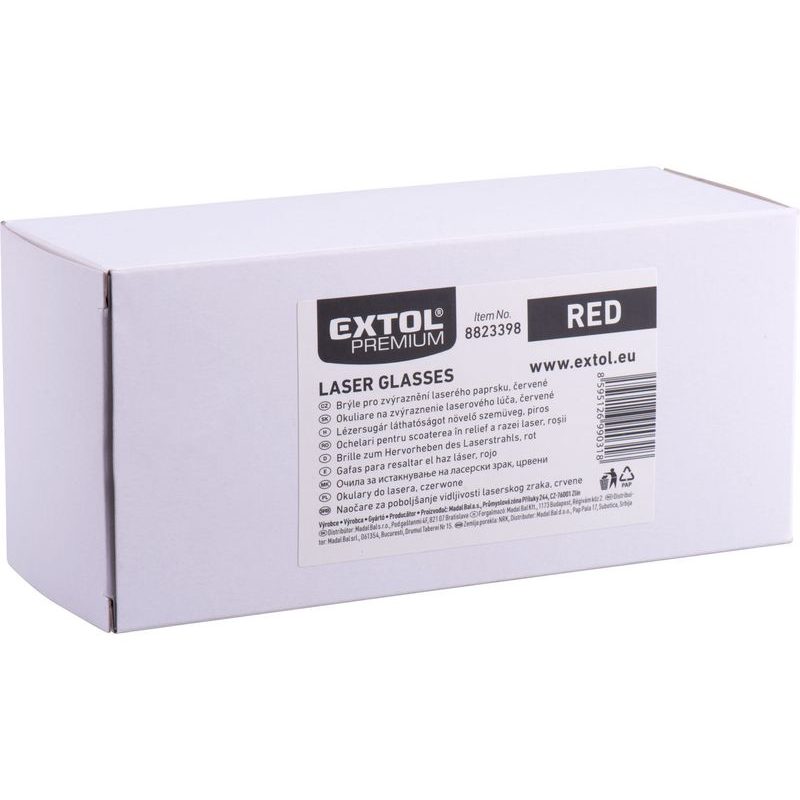 EXTOL PREMIUM BRÝLE PRO ZVÝRAZNĚNÍ LASER. PAPRSKU, ČERVENÉ, 8823398 - PŘÍSLUŠENSTVÍ K MĚŘÍCÍ TECHNICE - MĚŘÍCÍ TECHNIKA