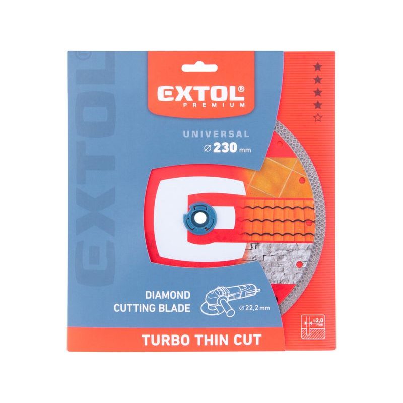 EXTOL PREMIUM KOTOUČ DIAMANTOVÝ ŘEZNÝ, TURBO THIN CUT, SUCHÉ I MOKRÉ ŘEZÁNÍ, O 230X22,2X2MM, 8803045 - DIA KOTOUČ 230 MM - PŘÍSLUŠENSTVÍ