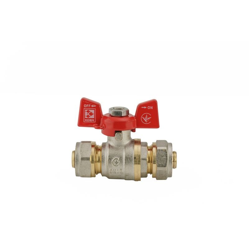 KULOVÝ KOHOUT SE SVĚRNÝM ŠROUBENÍM, MOTÝL, ČERVENÝ, KR.353 Ø16×Ø16 | KR.353 Ø16×Ø16 PROCRAFT - PŘÍSLUŠENSTVÍ (KOHOUTY, ŠROUBENÍ,...) - SANITA