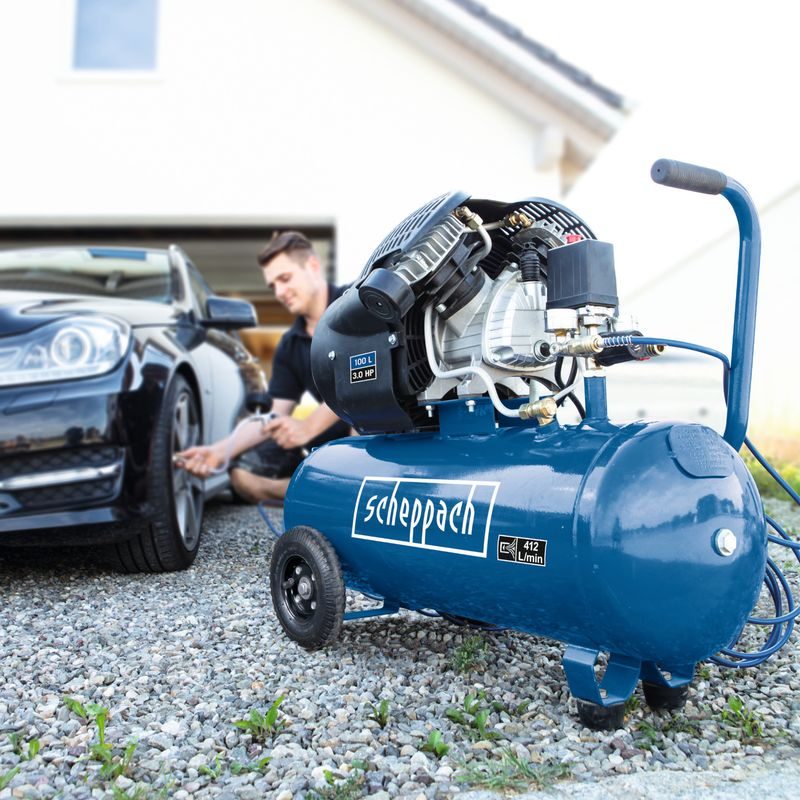 SCHEPPACH HC 120 DC DVOUVÁLCOVÝ OLEJOVÝ KOMPRESOR 100 L / 10 BAR - OLEJOVÉ KOMPRESORY - PNEU NÁŘADÍ