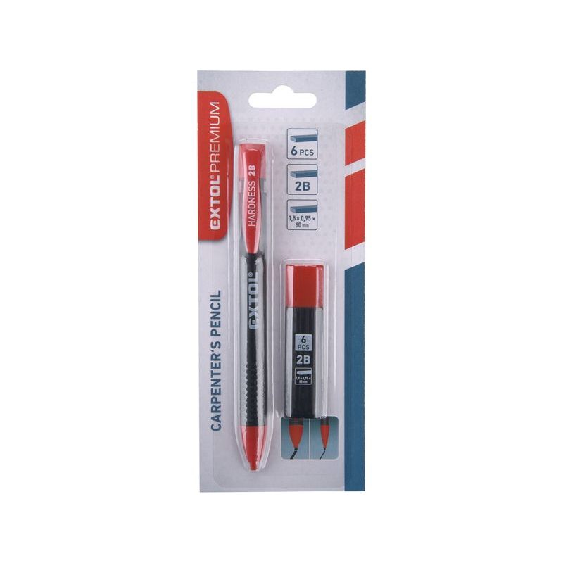 EXTOL PREMIUM TUŽKA TESAŘSKÁ S VYMĚNITELNOU TUHOU, TVRDOST 2B, 8853005 - TUŽKY A POPISOVAČE - DÍLNA A GARÁŽ