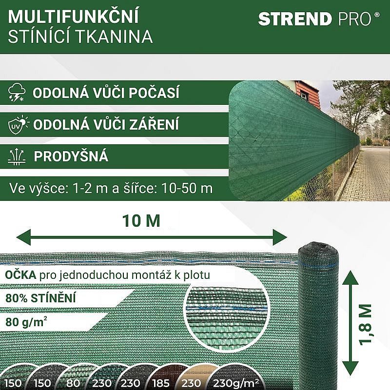 STÍNÍCÍ TKANINA 1,8X10M, 80G/M2, UV, STÍNĚNÍ 80% - ZAHRADNÍ TEXTILIE, TKANINY - ZAHRADA