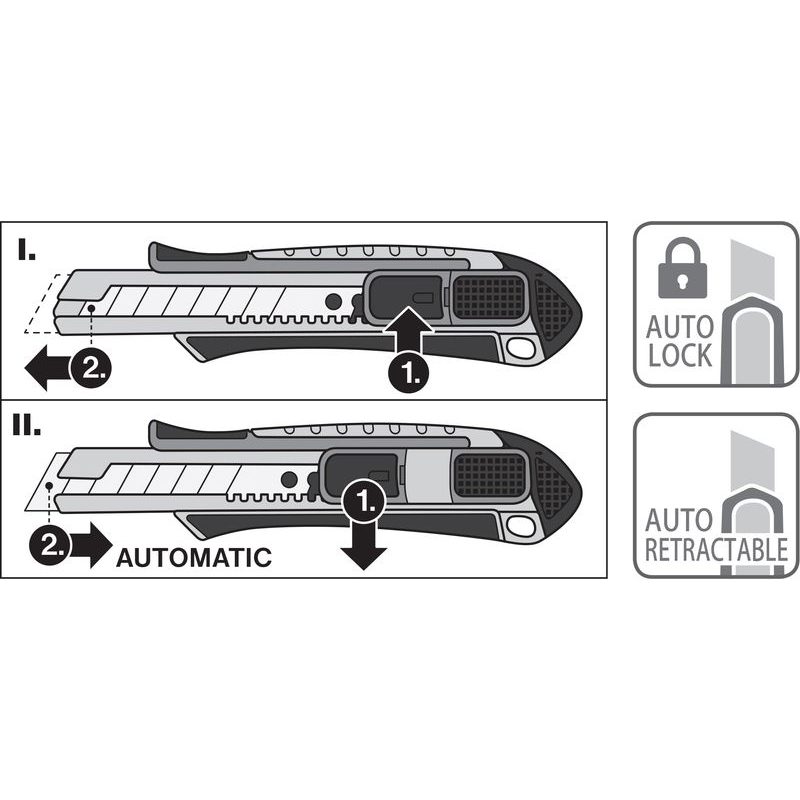 FORTUM NŮŽ ULAMOVACÍ S VÝZTUHOU, 18MM, AUTO-LOCK, 4780022 - ULAMOVACÍ NOŽE - RUČNÍ NÁŘADÍ